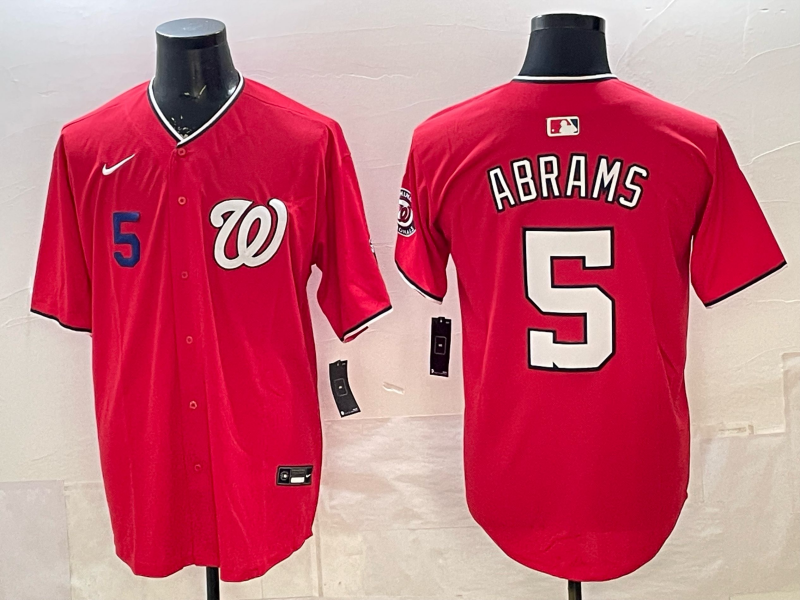 Men 2025 Washington Nationals #5 Abrams red Nike jersey2026003->washington nationals->MLB Jersey